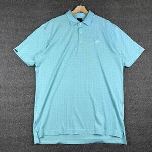Dunning‎ Golf Polo Shirt Mens L Blue AOP Performance Stretch Athletic Printed